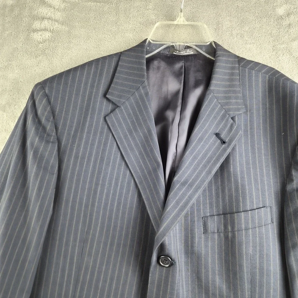 Kenneth Cole Blazer Jacket Mens Black Pinstripe 3 Buttons Sport Coat Made In USA